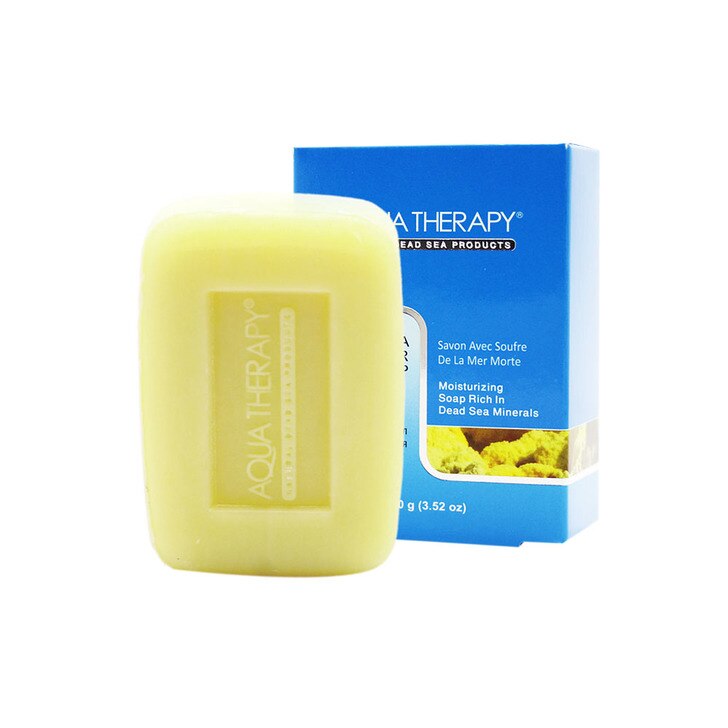 Aqua-Therapy-Dead-Sea-Sulfur-Soap-Bar-100g.jpg صابون تنظيف البشرة والجسم Aqua Therapy Dead Sea Sulfur Soap Bar 100g - الصورة 1