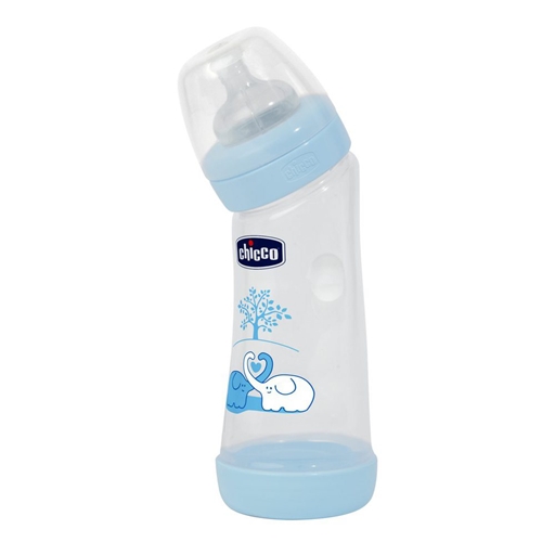 Chicco-Silicone-Well-Being-Angular-blue.jpg رضاعة الاطفال Chicco Silicone Well Being Angular Bottle 250ml 0m+ Blue - الصورة 1