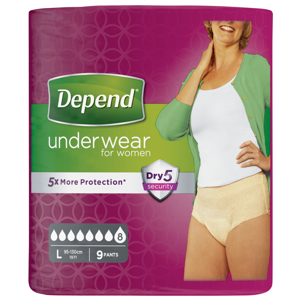 Depend-9-Under-Wear-For-Women.jpg فوط كبار السن Depend 9 Under Wear For Women (L) - الصورة 1