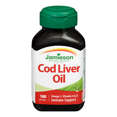 Jamieson-Cod-Liver-Oil-100-Cap.png زيت كبد الحوت Jamieson Cod Liver Oil 100 Capsule - الصورة 1