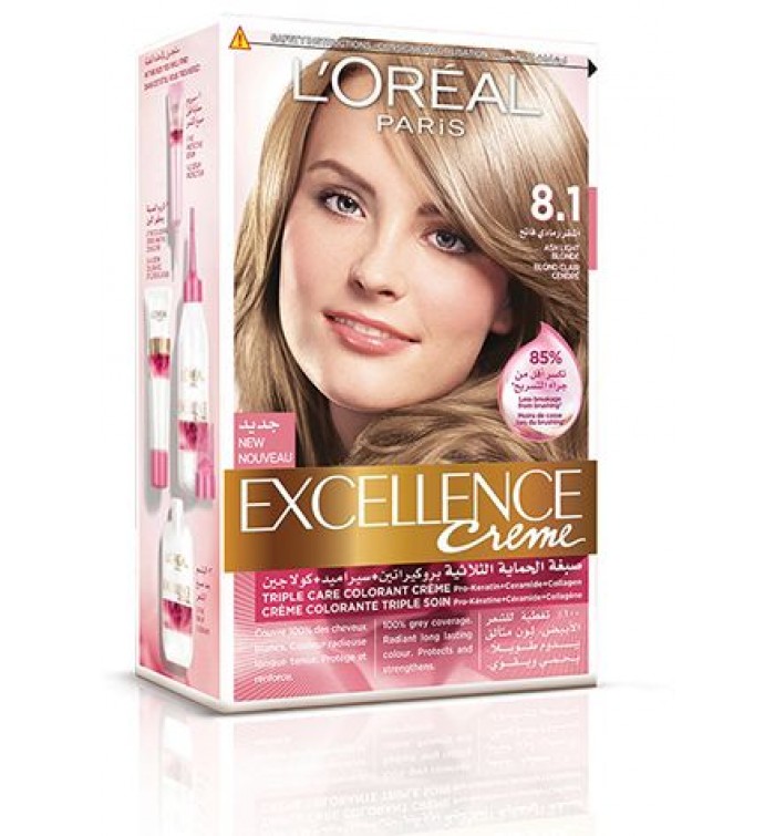 Loreal-Excellence-Hair-Color-Shade-8.1.jpg صبغة الشعر Loreal Excellence Hair Color Shade 8.1-Light Ash Blonde - الصورة 1