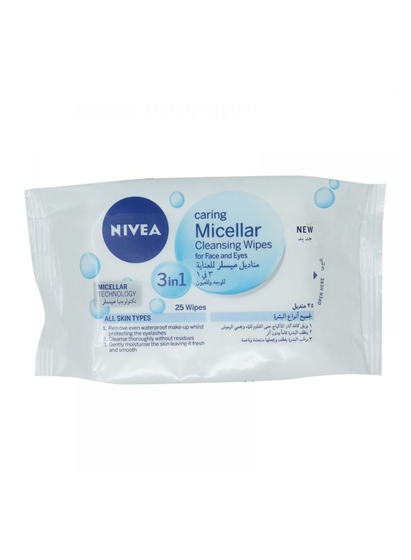 Nivea-Micellar-3-In-1-Cleansing-Wipes-All-Skin-Types-25-Pcs-11@19.jpg مناديل ازالة المكياج Nivea Micellar 3 In 1 Cleansing Wipes (All Skin Types) 25 Pcs - الصورة 1