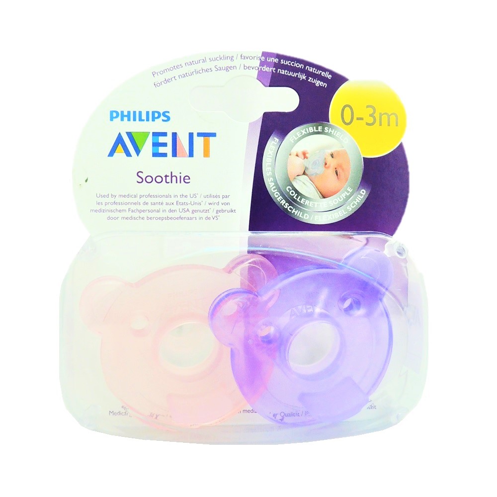 avent-soothe-0-3-girl.jpg لهاية الاطفال Avent Soothie Shaped Pacifier 0-3 month Girl- 2 Pcs - الصورة 1