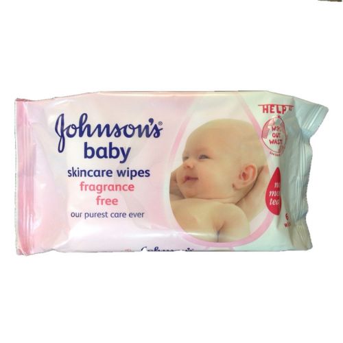 johnson-white-56.jpg المناديل المبللة Johnsons Extra Sensitive Fragrance Free Baby Wipes 56 Pcs -White - الصورة 1