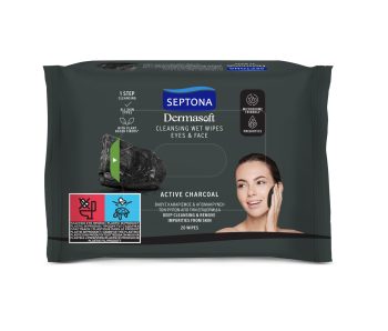 Septona Charcoal Daily Clean Make Up Remover Wipes ( All Skin Types) 20 Pcs
