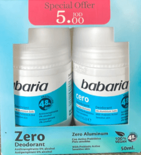 Offer Babaria Zero Cero Deo Roll On - 2 Pcs Special Price