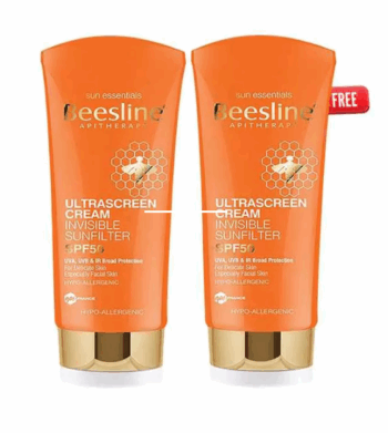Offer Beesline Ultrascreen Sunblock Spf 50 Invisible Cream 60ml- Buy 1 Get 1 Free
