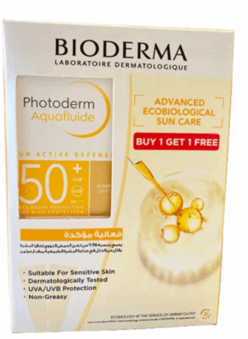Offer BioDerma Photoderm Sun Block Spf 50+ Tinted Aqua Fluid 40ml Buy 1 Get 1 Free