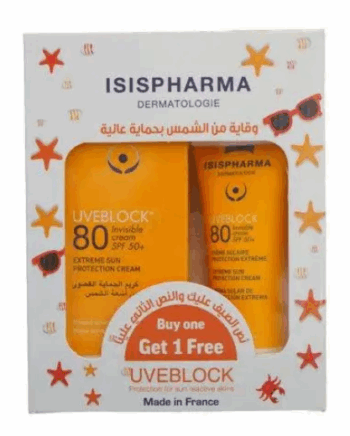 Offer Isis Uve Sunblock SPF 80 Invisible Cream 40ml, 2 Pcs Offer